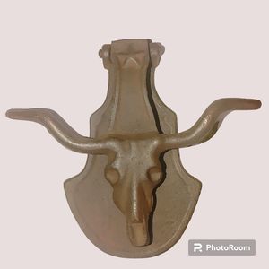 Cast Iron Longhorn Steer Ranch Head Door Knocker 7"x 8"